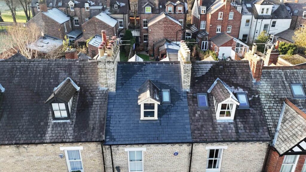 Roofers Yorkshire Ariel view of a new roof | Kennedy Roofing