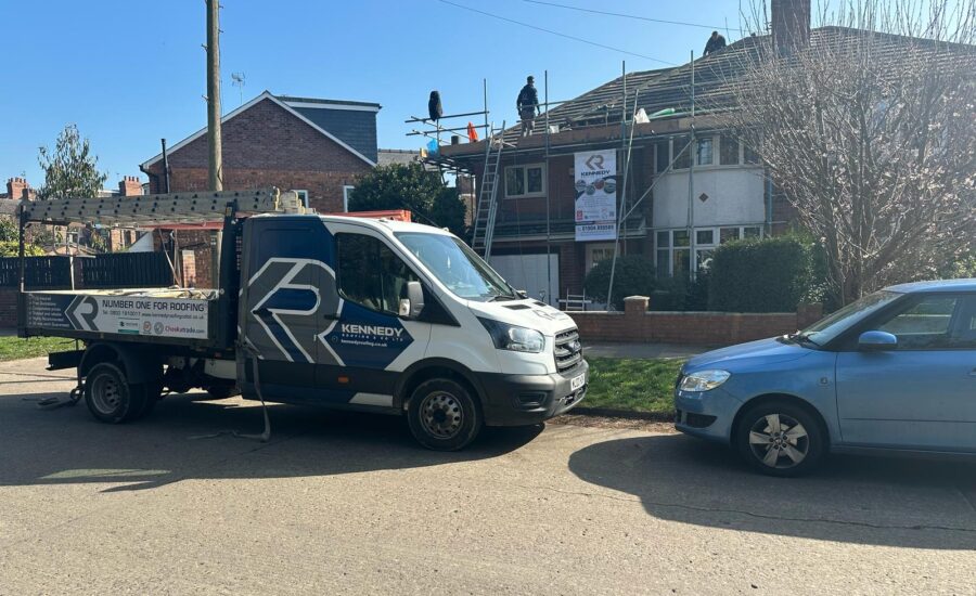 A van outside a house | Kennedy Roofing York